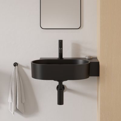 Omnires Ovo M+ umywalka 55x38 cm owalna nablatowa black lava mat OVO555UWPBLV