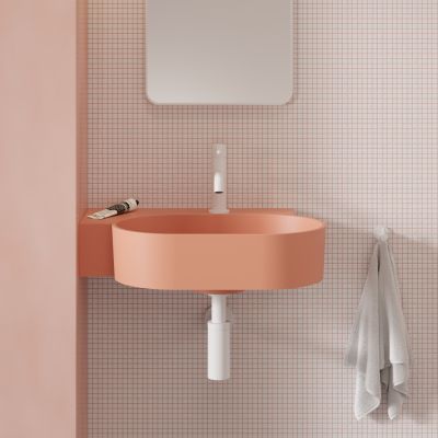 Omnires Ovo M+ umywalka 55x38 cm owalna nablatowa coral mat OVO555UWPCO