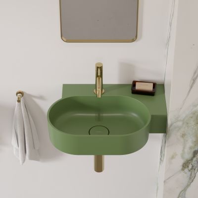 Omnires Ovo M+ umywalka 55x38 cm owalna nablatowa olive mat OVO555UWPOL