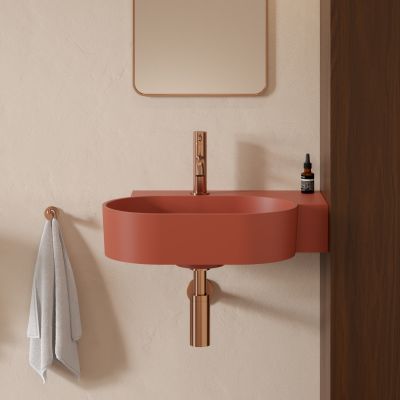Omnires Ovo M+ umywalka 55x38 cm owalna nablatowa terracotta mat OVO555UWPTE