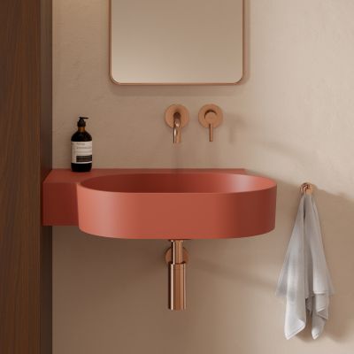 Omnires Ovo M+ umywalka 64x44 cm narożna ścienna-nablatowa terracotta mat OVO645UWLTE