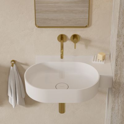 Omnires Ovo M+ umywalka 64x44 cm owalna nablatowa-z blatem biały mat OVO645UWPBM