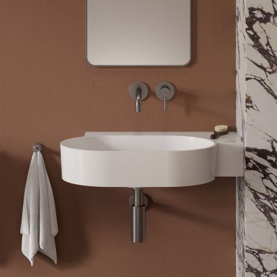 Omnires Ovo M+ umywalka 64x44 cm narożna ścienna-nablatowa biała OVO645UWPBP