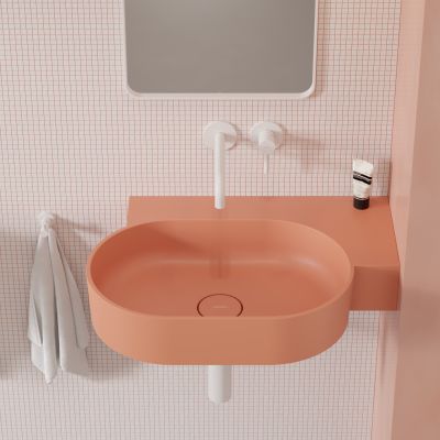 Omnires Ovo M+ umywalka 64x44 cm narożna ścienna-nablatowa coral mat OVO645UWPCO
