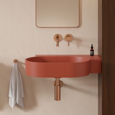 Omnires Ovo M+ umywalka 64x44 cm narożna ścienna-nablatowa terracotta mat OVO645UWPTE