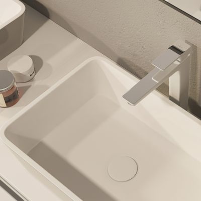 Omnires M+ umywalka 50x35 cm prostokątna nablatowa biała-szary/kamień PARMAUNBSP