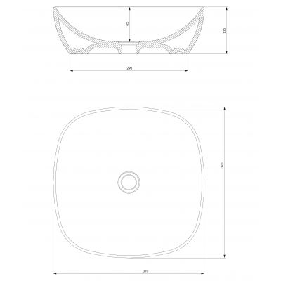 Omnires Portland umywalka 37x37 cm prostokątna nablatowa biała PORTLAND370BP