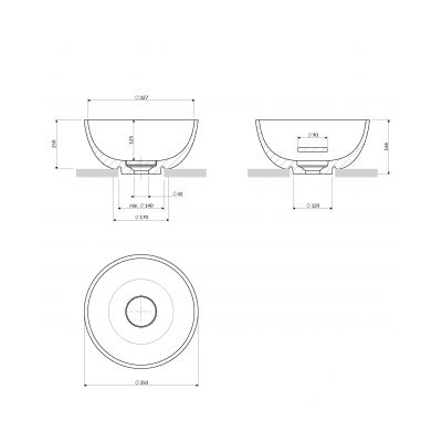 Omnires Shell M+ umywalka 35x35 cm okrągła nablatowa white sand mat SHELL350UNWS