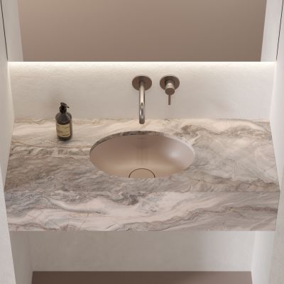 Omnires Shell M+ umywalka podblatowa dune beige mat SHELL380UPDB