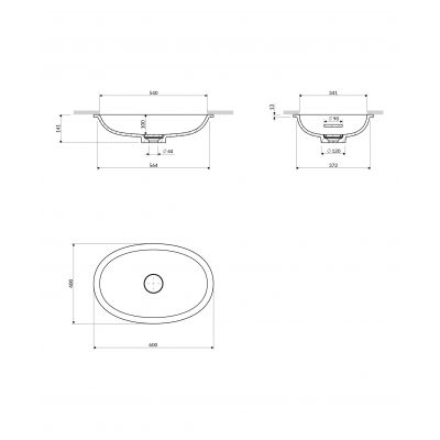 Omnires Shell M+ umywalka 54x34 cm owalna podblatowa biała SHELL540UPBP