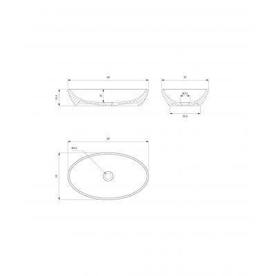 Omnires M+ Siena umywalka 60x35 cm nablatowa biały/szary mat SIENALUNBSP