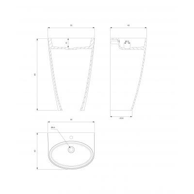 Omnires Siena M+ umywalka 55x43 cm owalna wolnostojąca biała/czarna SIENAUWBCP