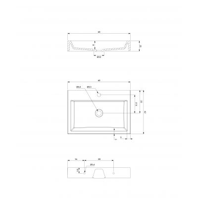 Omnires M+ umywalka 60x42 cm prostokątna nablatowa biała THASOS600BP