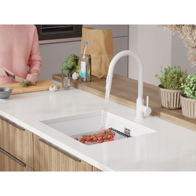 Primagran Praga XXL 60 Level zlewozmywak granitowy 56x47 cm biały MP6KW-X0#P