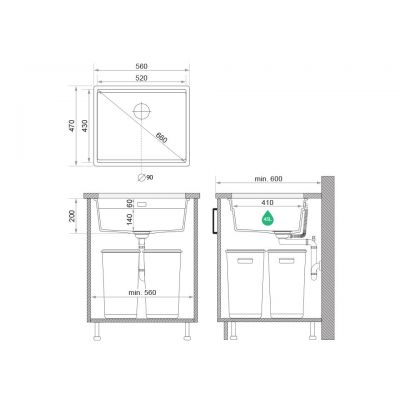 Primagran Praga XXL 60 Level zlewozmywak granitowy 56x47 cm biały MP6KW-X0#P