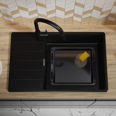 Primagran Sevilla XL 780-60 Top zlewozmywak granitowy 78x50 cm czarny O_OKJKC-001