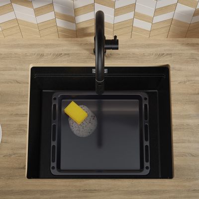 Primagran Praga XXL 60 Level zlewozmywak granitowy 56x47 cm czarny O_OP6KC-002