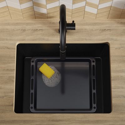 Primagran Wenecja XL 60 Easy zlewozmywak granitowy 56x44 cm czarny O_OW6KC-001