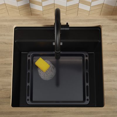 Primagran Bergen Max 60 Low Cut zlewozmywak granitowy 56x53 cm czarny O_OB6KC-001