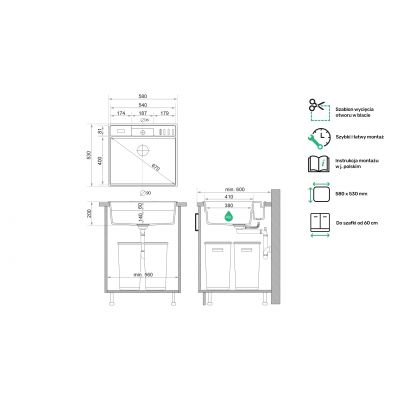 Primagran Nowy Jork zlewozmywak granitowy 60 Multispace O_ONAKC-001