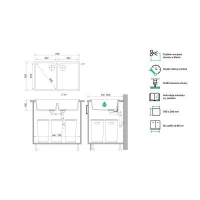 Primagran Madryt zlewozmywak granitowy XL 80 Twin O_ORTKC-001