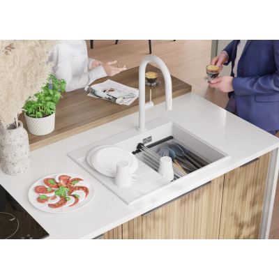 Primagran Sydney zlewozmywak granitowy 62x50 cm biały O_OTLKW-001