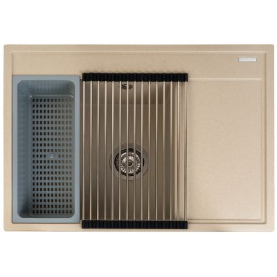 Pyramis Camea zlewozmywak granitowy 68x50 cm beż piaskowy 070223411