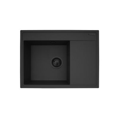 Pyramis Camea zlewozmywak granitowy z baterią 68x50 cm czarny 070223912BEI