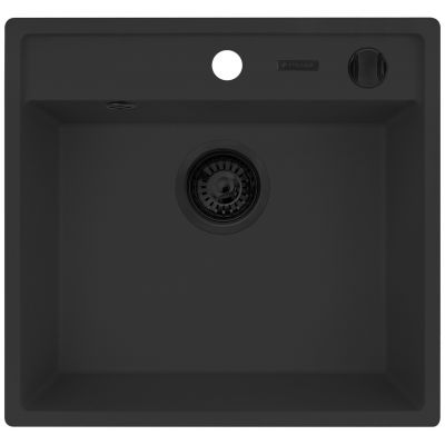 Pyramis Camea zlewozmywak granitowy z wkładką ociekową 53x50 cm czarny 070168302WD