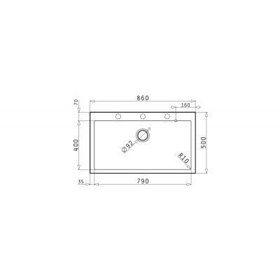Pyramis Istros zlewozmywak granitowy 86x50 cm czarny D070229701WD