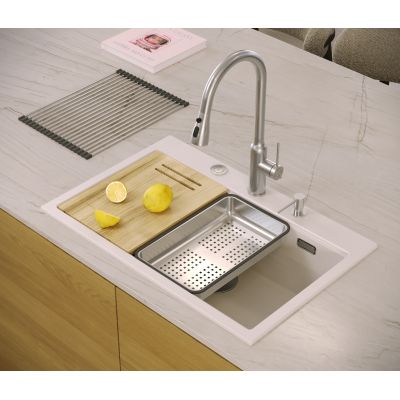 Quadron Marc 110 zlewozmywak 76x50 cm GraniteQ black diamond/elementy stalowe HQM7650U8_BS