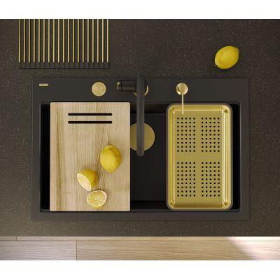 Quadron Marc 110 zlewozmywak 76x50 cm GraniteQ black diamond/elementy stalowe HQM7650U8_BS