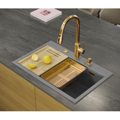 Quadron Marc 110 zlewozmywak 76x50 cm GraniteQ black diamond/elementy stalowe HQM7650U8_BS
