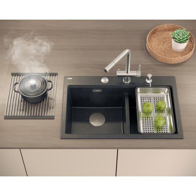 Quadron Marc 110 zlewozmywak 76x50 cm GraniteQ black diamond/elementy stalowe HQM7650U8_BS