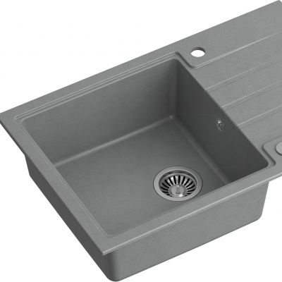 Zestaw Quadron Peter 111 zlewozmywak z baterią kuchenną Kate i dozownikiem płynu Keira silver stone (HCQP7850SZK, 3623500GR, MFS1001GR)