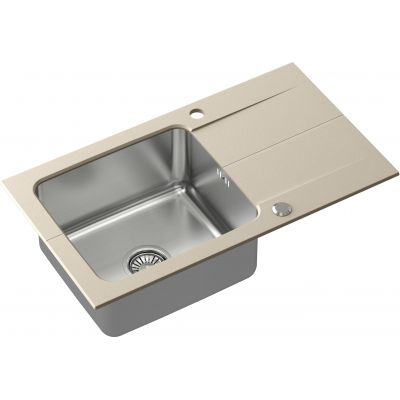 Zestaw Quadron Edward 111 zlewozmywak granitowo-stalowy 78x44 cm z baterią Kate Kate beż/stal FUS_E7844BE_3623500BS