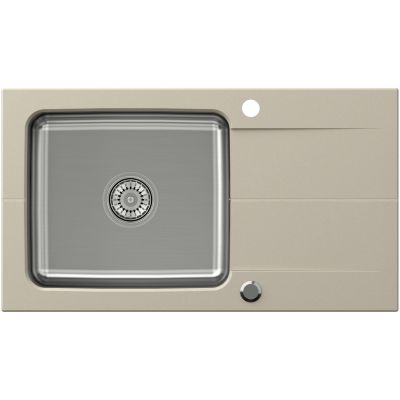 Zestaw Quadron Edward 111 zlewozmywak granitowo-stalowy 78x44 cm z baterią Kate Kate beż/stal FUS_E7844BE_3623500BS