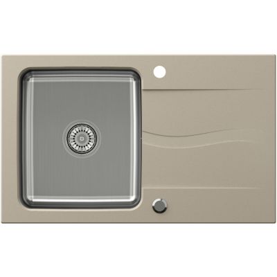 Zestaw Quadron Michael 111 zlewozmywak granitowo-stalowy 78x48 cm z baterią Kate beż/stal FUS_M7848BE_3623500BS