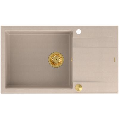 Quadron Evan 146XL zlewozmywak GraniteQ 86x50 cm beż/elementy złote HCQE58650U2_PVDG1_P2O