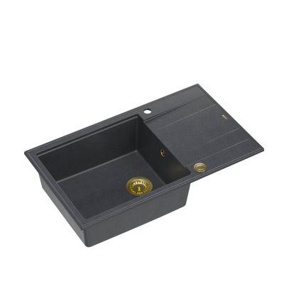 Quadron Evan 136 XL zlewozmywak 86x50 cm GraniteQ black diamond/złoty HCQE58650U8_PVDG1_P2O