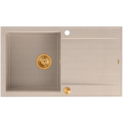 Quadron Evan 111 zlewozmywak GraniteQ 86x50 cm beż/elementy miedziane HCQE8650U2_PVDC1_P2O
