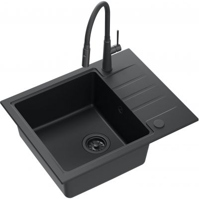 Zestaw Quadron zlewozmywak Peter 116 z baterią Gina czarny HCQP6250BLMPC_3922505BLM