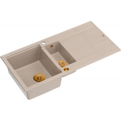 Quadron Evan 156XL zlewozmywak GraniteQ 100x50 cm beż/elementy miedziane HQE510050U2_PVDC1_P2O