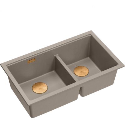 Quadron Logan 120 zlewozmywak GraniteQ 76x45 cm soft taupe/elementy miedziane HQL7645U4_PVDC1_U