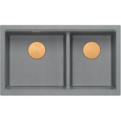 Quadron Logan 120 zlewozmywak GraniteQ 76x45 cm silver stone/elementy miedziane HQL7645U5_PVDC1_U