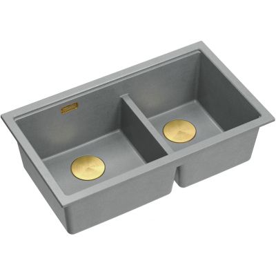 Quadron Logan 120 zlewozmywak GraniteQ 76x45 cm silver stone/elementy złote HQL7645U5_PVDG1_U