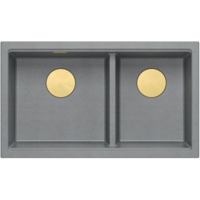 Quadron Logan 120 zlewozmywak GraniteQ 76x45 cm silver stone/elementy złote HQL7645U5_PVDG1_U