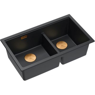 Quadron Logan 120 zlewozmywak GraniteQ 76x45 cm pure carbon/elementy miedziane HQL7645U7_PVDC1_U