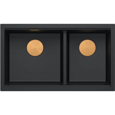 Quadron Logan 120 zlewozmywak GraniteQ 76x45 cm pure carbon/elementy miedziane HQL7645U7_PVDC1_U