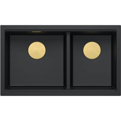 Quadron Logan 120 zlewozmywak GraniteQ 76x45 cm pure carbon/elementy złote HQL7645U7_PVDG1_U
